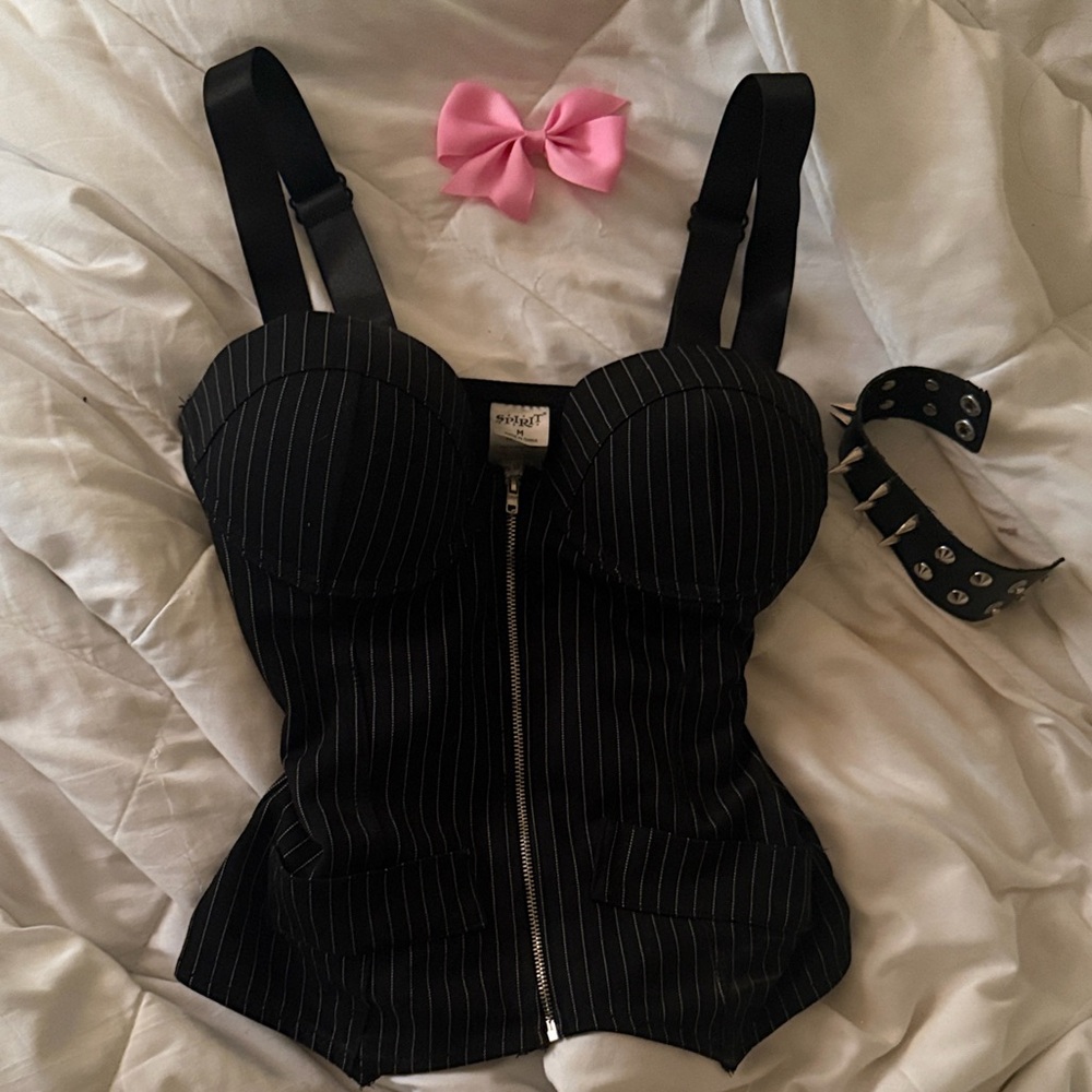 🖤Spirit Halloween 🎃Black Bustier Top zip-up